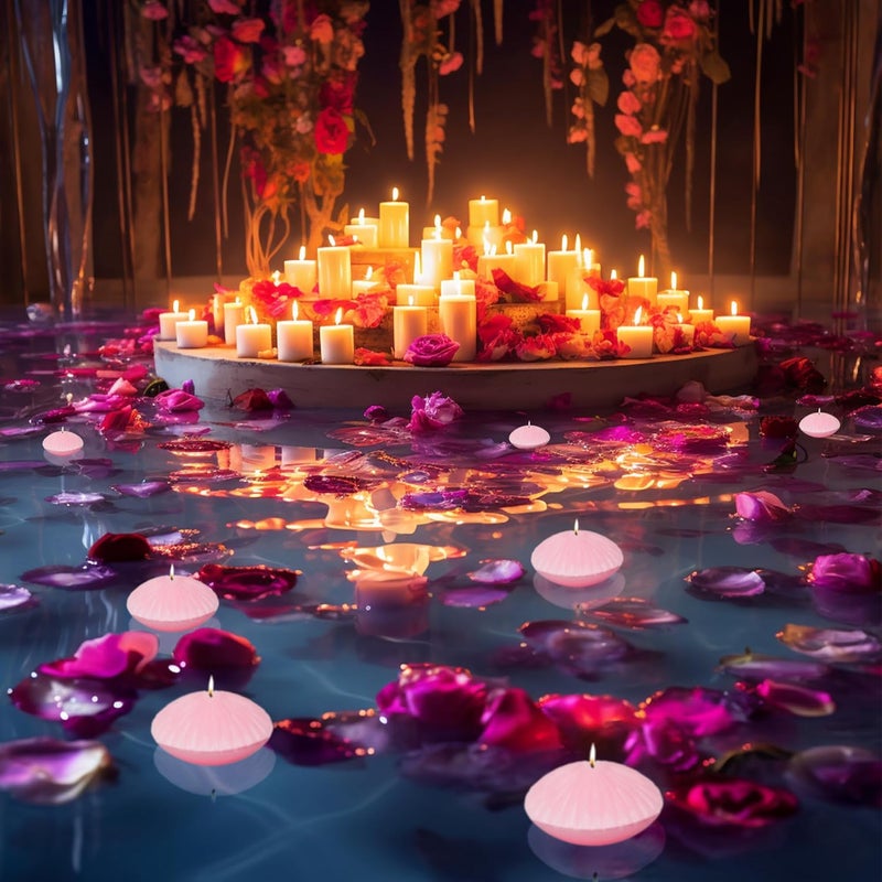 LPUSA 10 Hour BabyPink Floating Candles Large 3"，Unscented Romantic Tealight Ribbed Candles for Cylinder Vases，Centerpieces at Wedding, Party, Pool, Holidays, Set of 12 - Image 3
